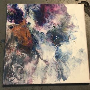 Storm in The Sky White Multicoloured Acrylic Pour Canvas